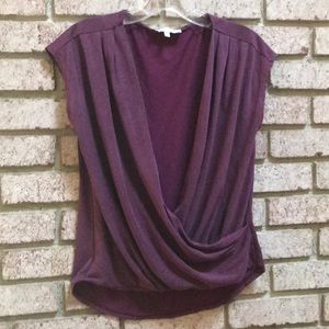 Pink Note Purple Bloused Open Front Top S